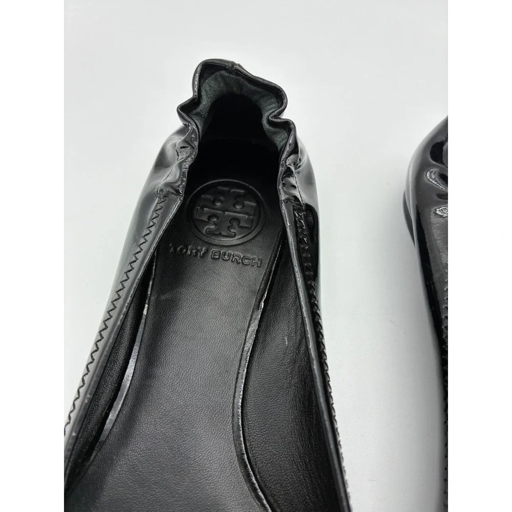 Tory Burch Reva Black Patent Leather Logo Medallion Ballet Flats Mens 6.5 M - Picture 5 of 6